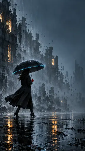 Digital artwork depicting 01 umbrella rain.