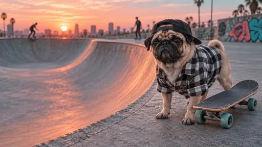 Digital artwork depicting 12 pug skatepark.