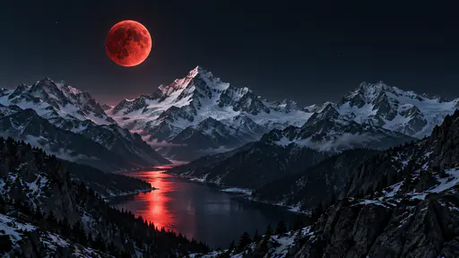 Digital artwork depicting 16 lunar eclipse mountains.