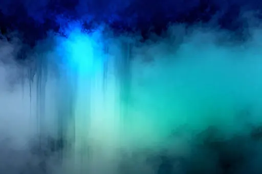 A nearly textureless 3:2 abstract 3D color field where deep navy and cobalt melt downward into soft teal and pale aqua with velvety vertical flow and a subtle electric-blue glow.