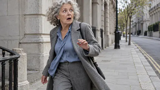 An elderly woman with grey curly hair looking shocked with wide eyes.