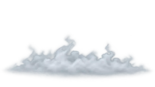 A long shallow bank of pale grey ground fog rolls across the lower part of a wide transparent frame, its top edge breaking into soft rounded billows and thin curling wisps while the centre stays completely clear. The graded semi-transparent Halloween overlay fades to nothing on every side and contains no floor or horizon.
