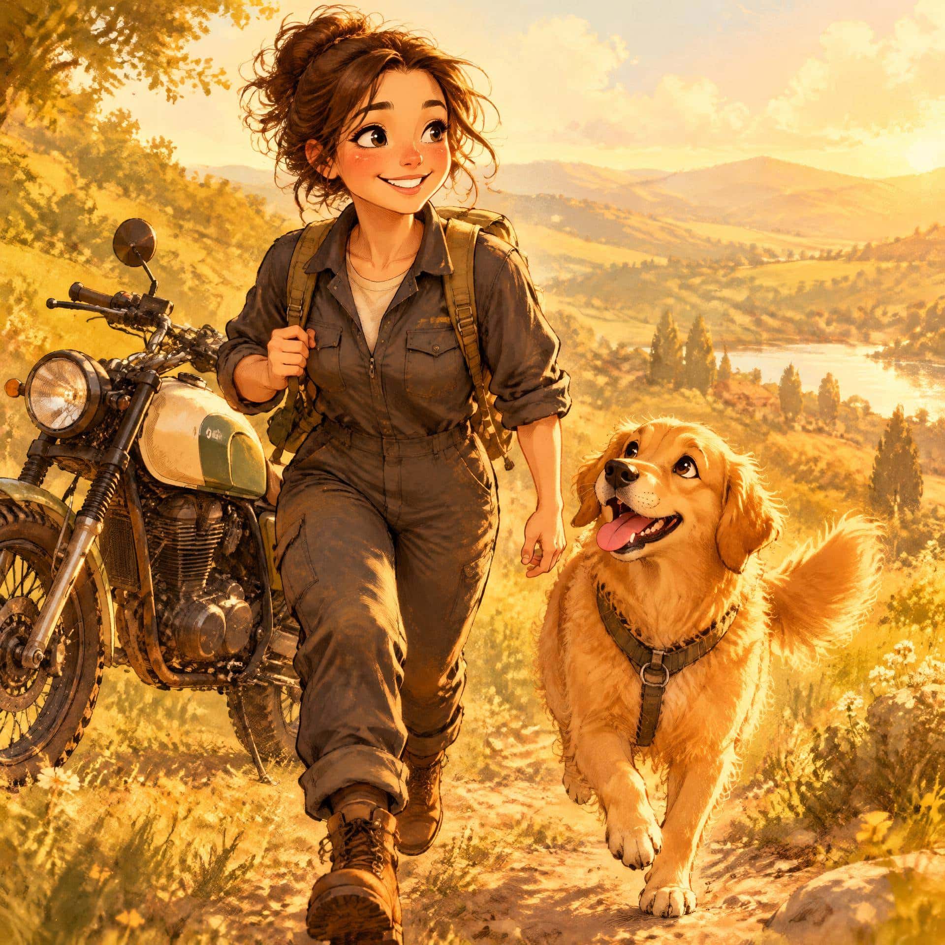 Golden Amber Storybook Cartoon, prompt only example