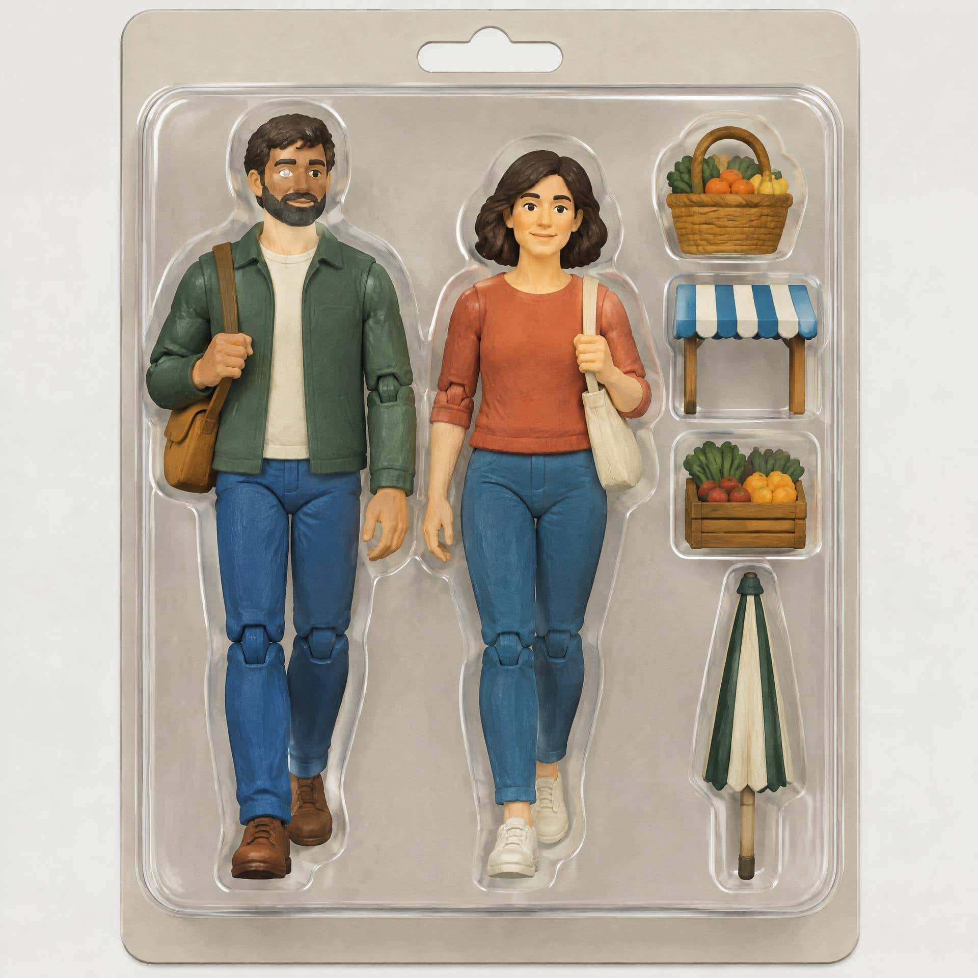 Blister-packed articulated figure, prompt only example