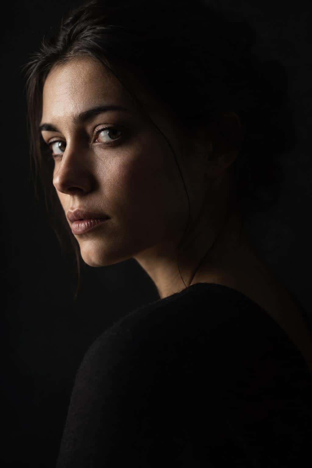 Low-key portrait, prompt only example