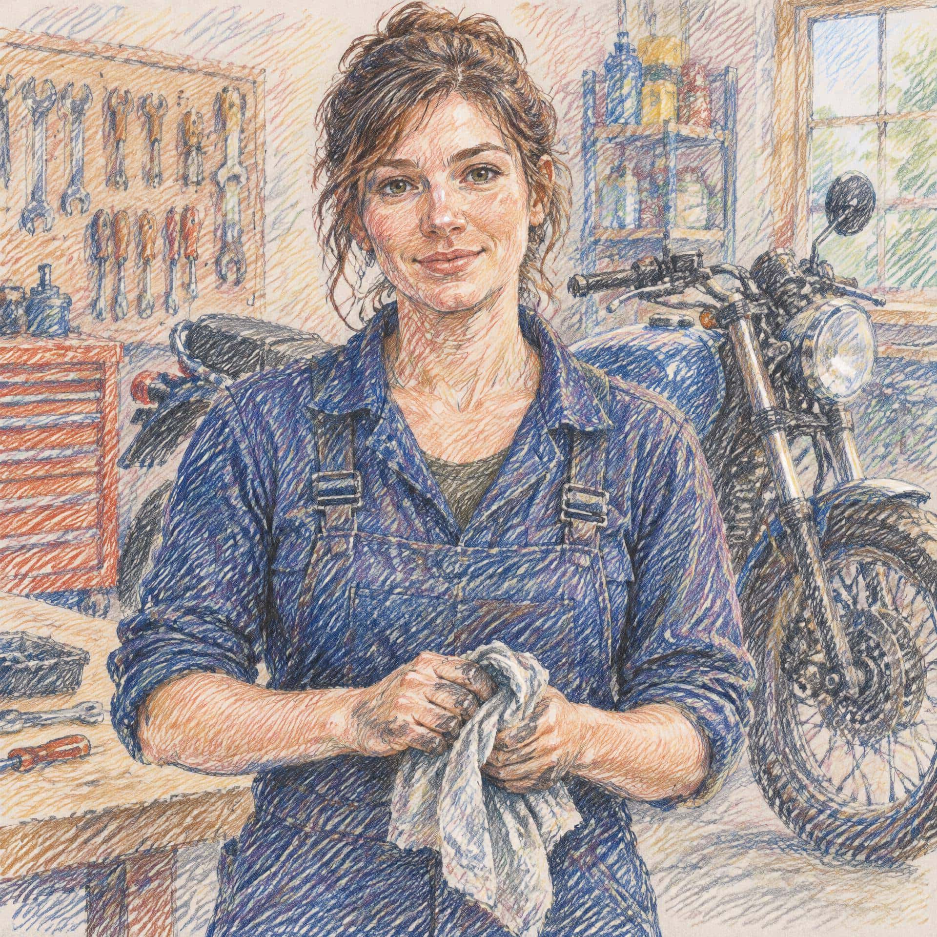 Open colored-pencil hatching, prompt only example