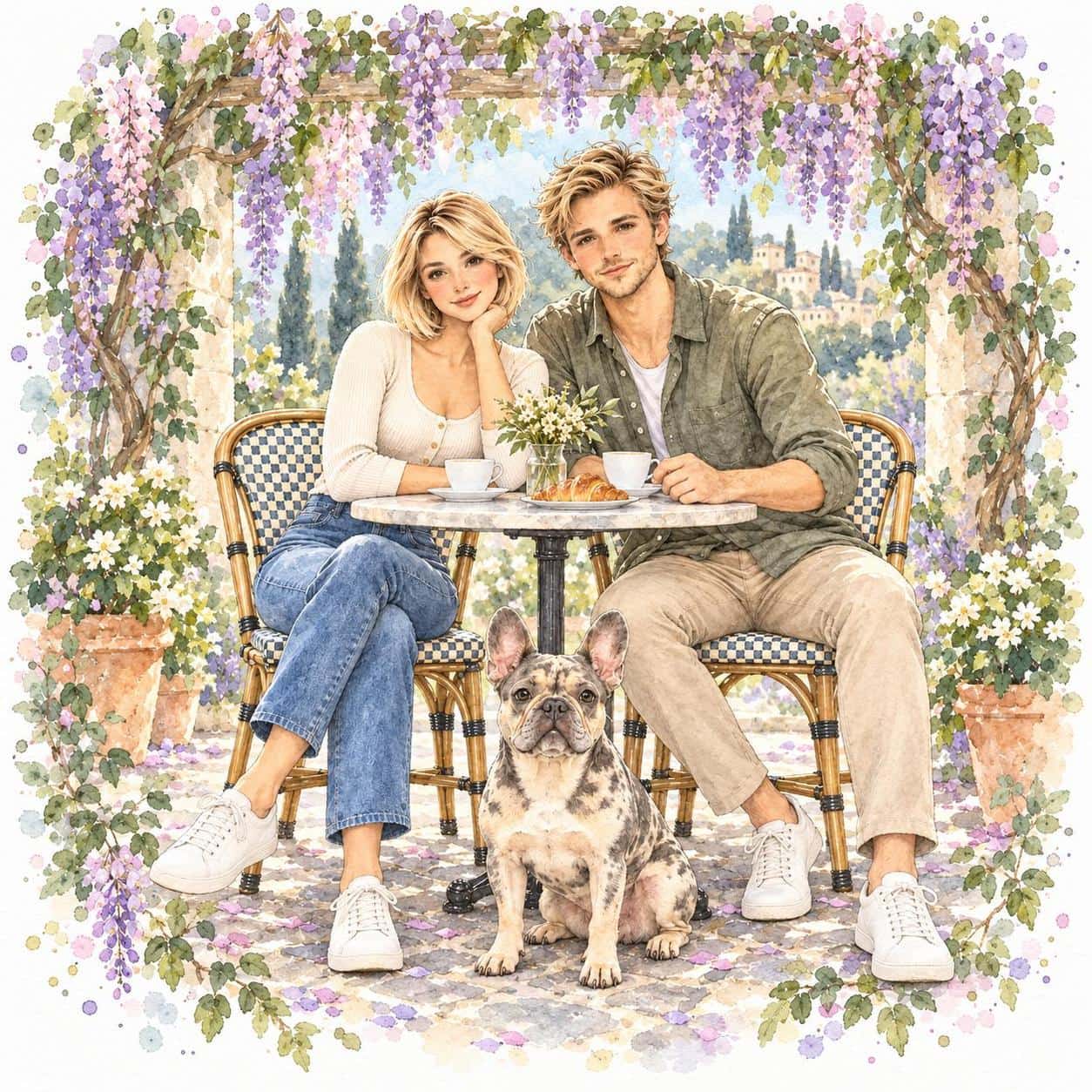 Watercolor Storybook Clip Art, style image + your photo example 2