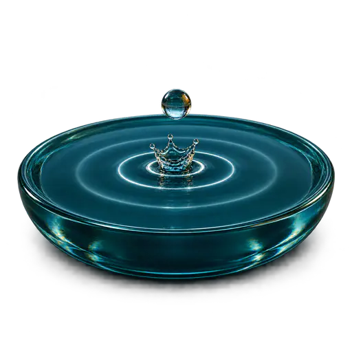 The ripple effect: a single glassy droplet above a small teal pool where three ordered concentric rings expand from one strike point, the metaphor for a small action spreading consequences outward.